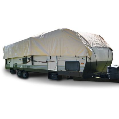 Budge RV Rooftop Cover Fits Multiple RV Classes up to 50' Long (Tan, Polyester), 20' Long x 16' Wide