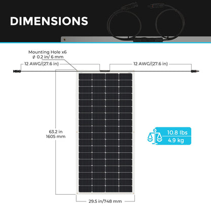 Renogy Solar Panels 200 Watt 12V, Flexible Solar Panel 200W 22% High-Efficiency, 240° Ultra Lightweight Solar Panels for Marine RV Cabin Van Car Boat Camping Curve Surfaces