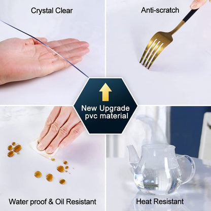 24x48 in Dining Room Clear Table Cover Protector PVC Rolled Table Cover Protector Rectangular Plastic Crystal Wooden Furniture Screen Protection Thick Desk Pad Mat for Living Room Table Non-Slip