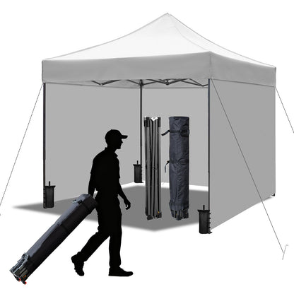 10x10 Durable Pop Up Canopy Tent with Sidewalls, Waterproof Attachable Tent Wall, Privacy Shade for Outdoor Events, Camping, Farmers Market (Light Gray)