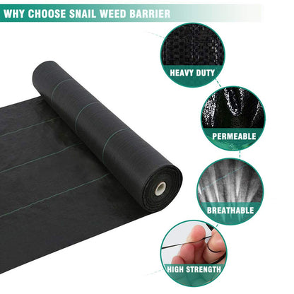 Snail 6ft x 300ft Weed Barrier Landscape Fabric Premium 5oz Pro Heavy Duty Ground Cover Anti-Weed Gardening Mat High Permeability Easy Setup Commercial Outdoor Weed Mat
