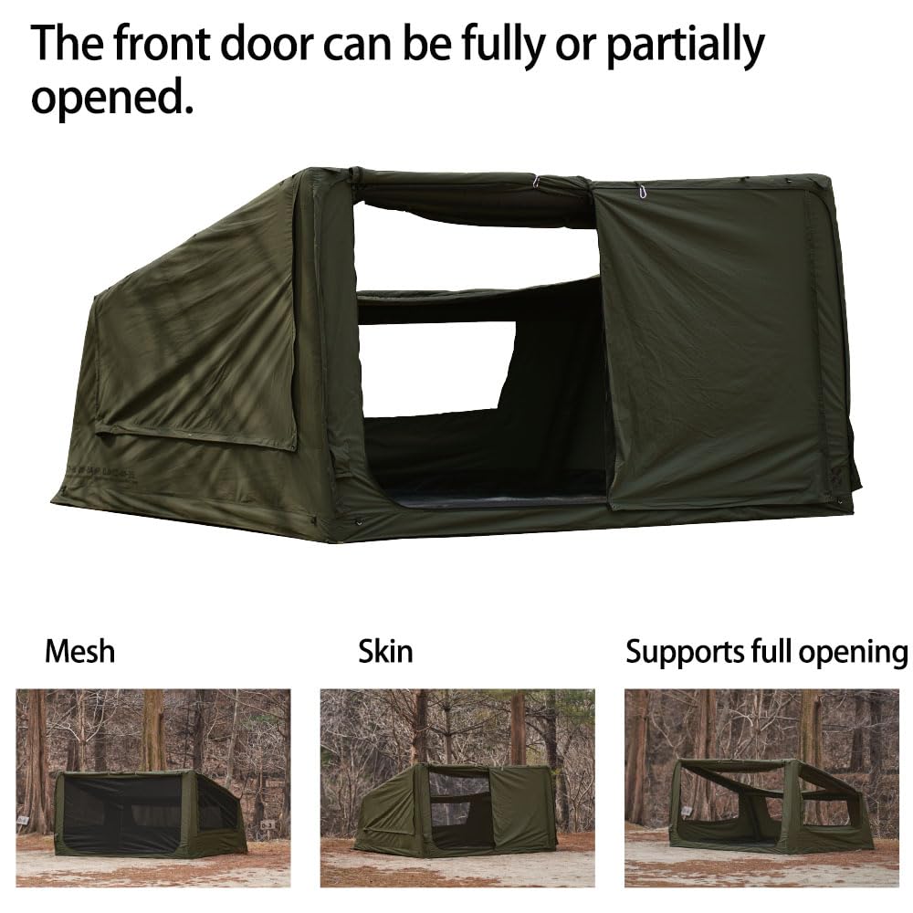 CAMVIL 2025 Upgraded Box 4P Inflatable Camping Tent, 4 Season Blow Up Tent with Pumb, Easy Setup No Assembly Needed Luxury Glamping Tent (Green)