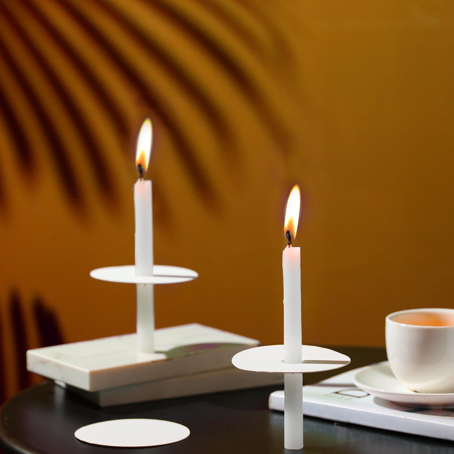 MTLEE 150 Set Church Candles with Drip Protectors, Shabbat Vigil Votive Memorial Pillar Candles for Devotional Vigil Service, White, Unscented, 0.47 D x 4.72 H