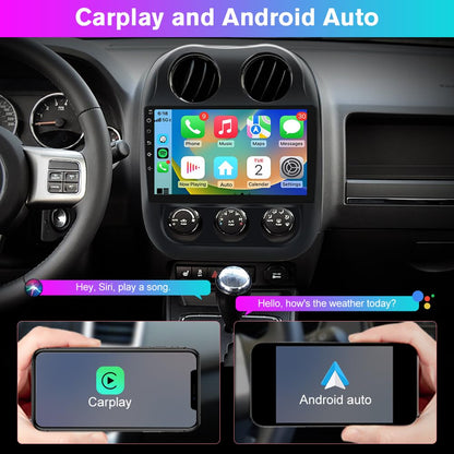 Solvitek Car Radio Stereo for Jeep Compass Patriot 2010 2011 2012 2013 2014 2015 2016, Android 15, [4Core+64GB] 10.1 inch Touch Screen Upgrade, CarPlay/Android Auto/SWC/Bluetooth/WiFi/Backup Camera