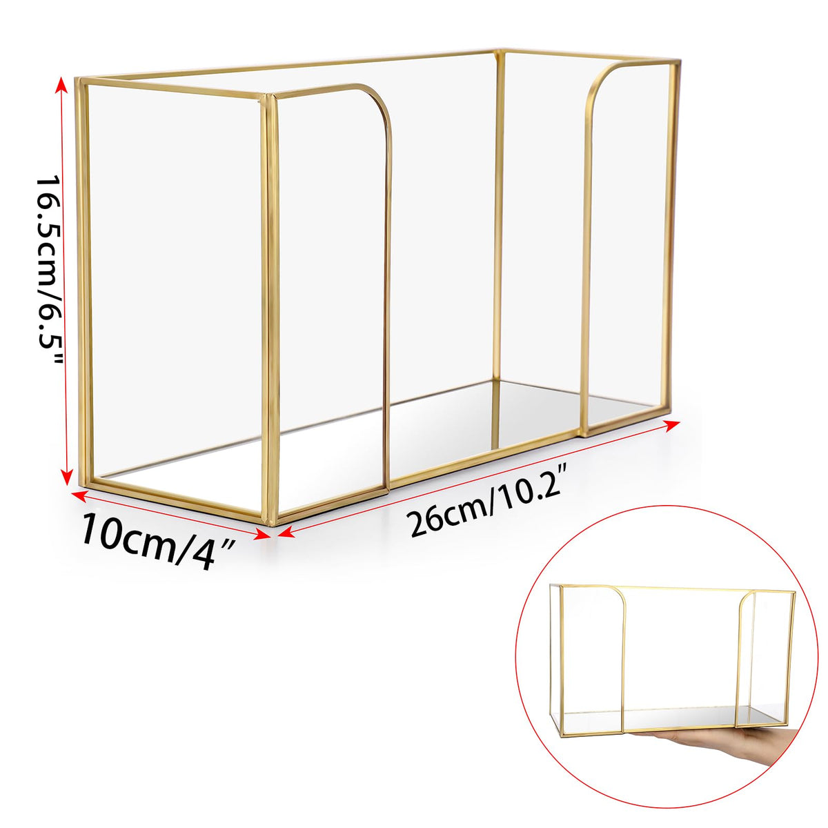 Sumnacon Countertop Bathroom Paper Towel Dispenser Glass Paper Towel Dispenser for Home Bathroom Kitchen Office Toilet Table,Gold Paper Towel Holder for Multifold C Fold Trifold Z Fold
