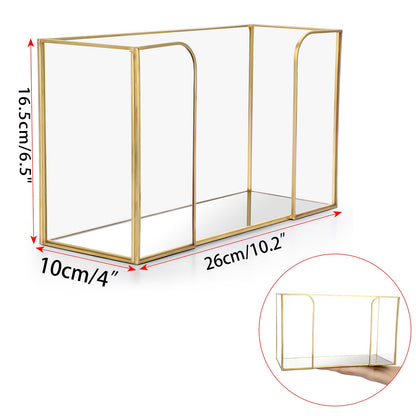 Sumnacon Countertop Bathroom Paper Towel Dispenser Glass Paper Towel Dispenser for Home Bathroom Kitchen Office Toilet Table,Gold Paper Towel Holder for Multifold C Fold Trifold Z Fold