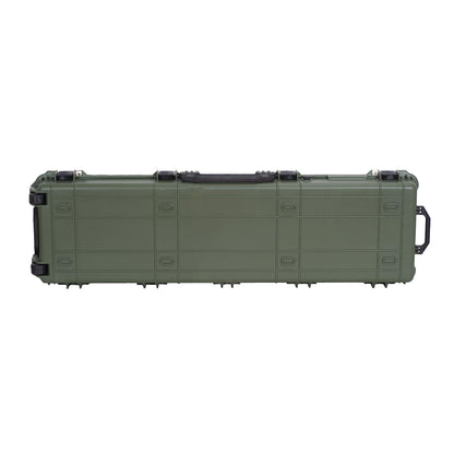 MEIJIA Portable IP67 Waterproof All Weather Hard Rifle Case with Rolling Wheels,Customizable Fit Foam Inserted,Soft Grip Handle,53x16.14x6.1inches (Green)