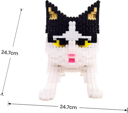 Cat Micro Building Blocks Animal Set Cow Cat DIY Mini 3D Building Toy Bricks Kit Gift for Adults and Kids 4800 Pieces (Black &amp White)
