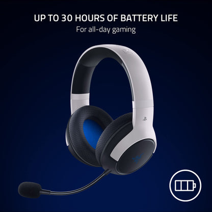 Razer Kaira HyperSpeed Wireless Gaming Headset for PlayStation 5 / PS5, PS4, PC, Mobile: 50mm Drivers - HyperClear Cardioid Mic - Memory Foam Cushions - Bluetooth - 30 Hr Battery - White & Black