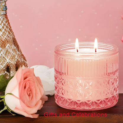 Chloefu LAN Rose Candle, Pink Candles Gifts for Women, Large 2-Wick Sandalwood Scents for Home, Strong Scented Candles for Home Decorative, Romantic Candle Gifts for Valentine's Day, Anniversaries