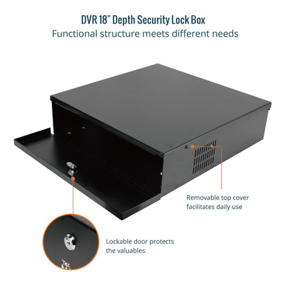 Tecmojo DVR Lock Box with Fan, Heavy Duty Electronics Security Box for NVR, POE Switch, Document, Metal Security Storage in Stores, Office, Home(18×18×5in)