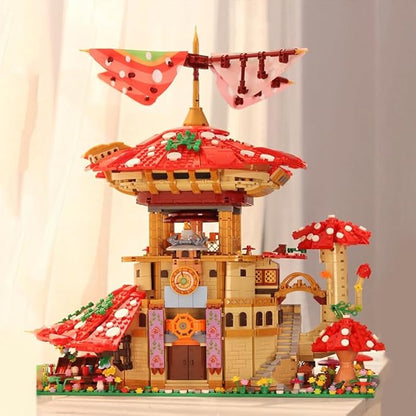 2763PCS Mushroom House Building BlocksCreative Ideals Ganoderma Hotel Building Blocks Perfect Choice for 6+ Boys Girls or Adults