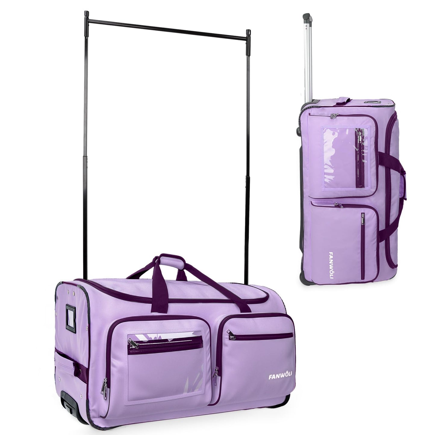 Fanwoli 23" Dance Bag with Garment Rack | Upgraded Stable System & Fabric | More Lightweight & Wear-Resistant | Ideal Competition Duffle Bag for Dancers Livestreamer Athletes