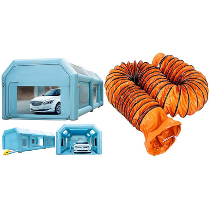 VEVOR Portable 26x15x10ft Inflatable Paint Booth Tent w/Air Filter System & 2 Blowers Bundle with 25FT 12IN PVC Flexible Duct Hosing