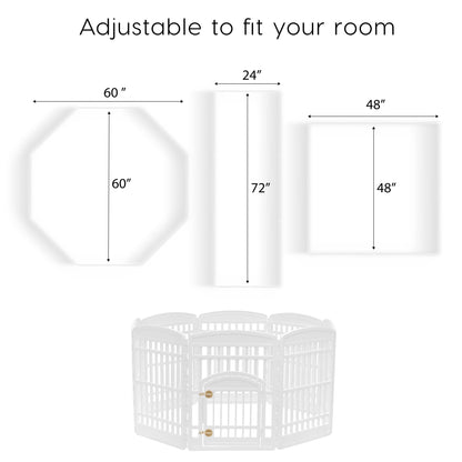 IRIS USA Dog Playpen with Door, 34” 8 Panel Pet Exercise Pen – Indoor Outdoor Puppy Play Pen, Portable Plastic Pet Fence for Small Medium Dogs, Foldable 63” x 63” x 34”, White
