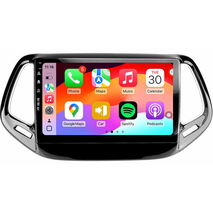 5G WiFi(6) Car Radio for Jeep Compass 2017-2020, Android13/Wireless CarPlay/Android Auto/Touch Screen/GPS Navigation/Bluetooth/FM/HD Backup Camera (2Ram+64Rom)