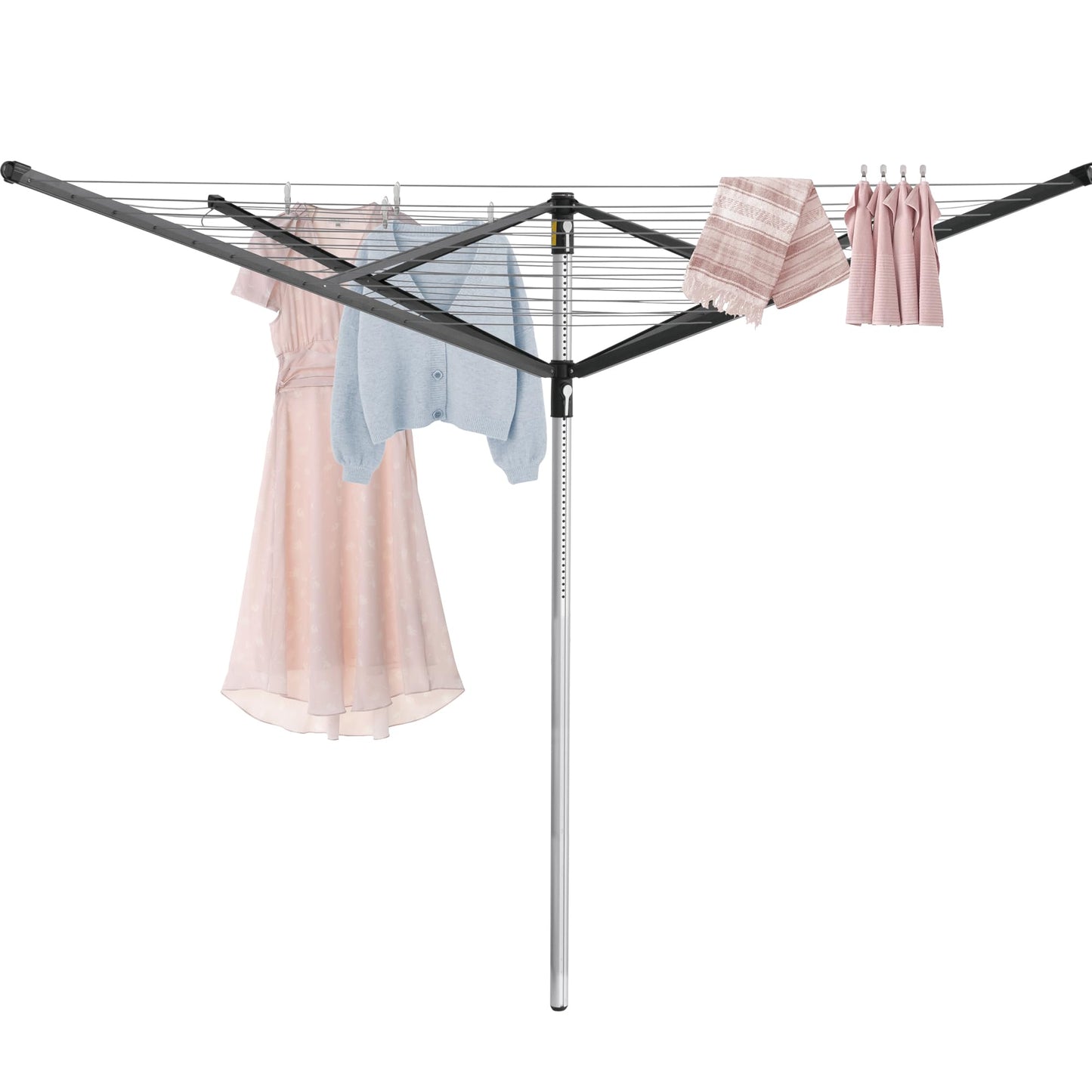 JS Clothes Drying Rack, 196ft Clothesline Height Adjustable Collapsible Laundry Rack for Outdoor Use, Space-Saving Drying Rack for Bedding & Clothing