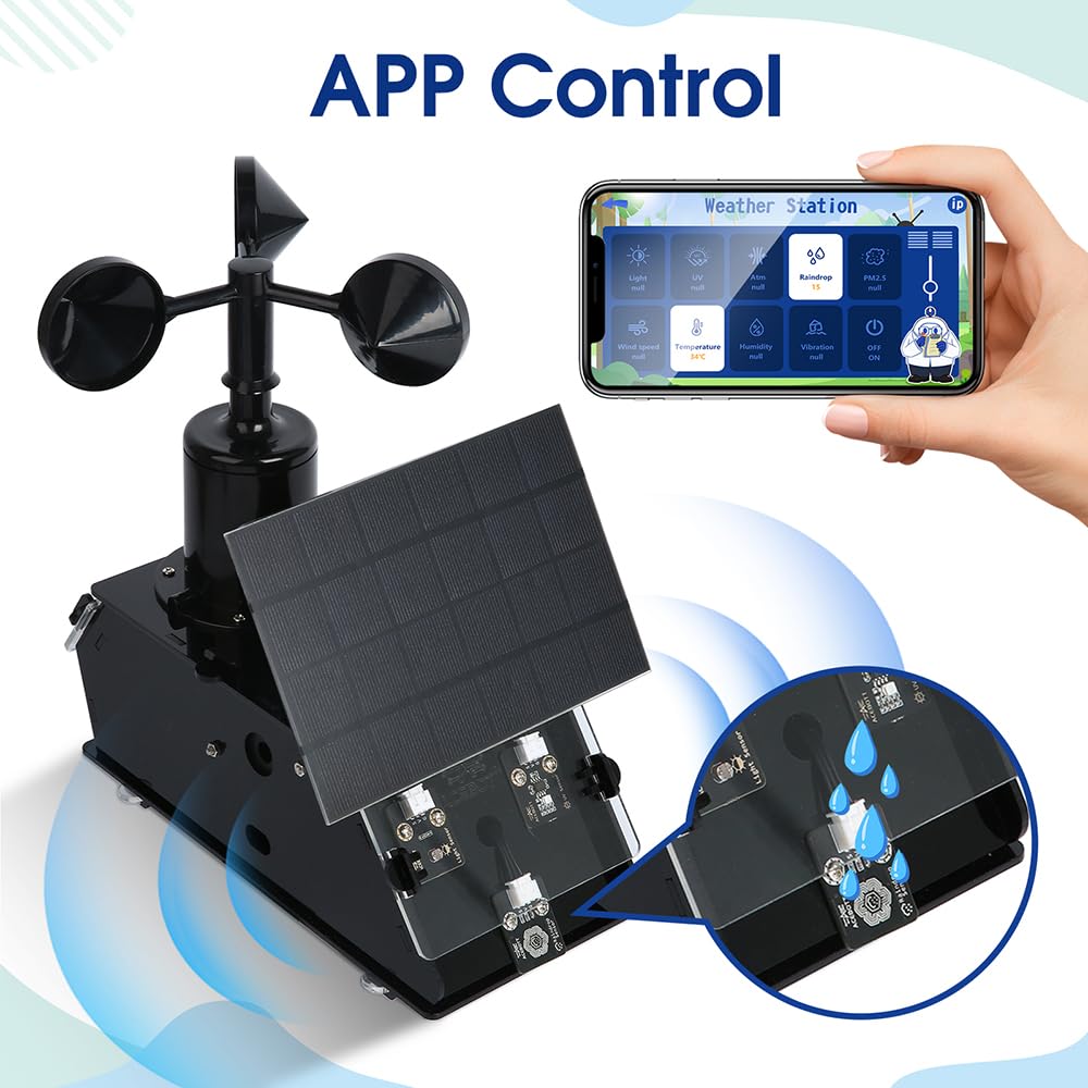 ACEBOTT STEM Science Coding Kits for Adults, ESP32 Weather Station and Weather Instrument Kit with APP, Outdoor Sensor, Weather Forecast, Temperature,Humidity,Wind Rain Gauge for Arduino IoT Starter