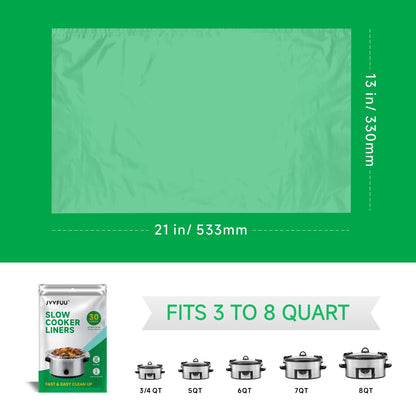 JVVFUU Slow Cooker Liners 3-8 Quart, Cooking Bags Large Size 13"x 21", Slow Cooker Bags Disposable Oval Large For Crock Pot (30)