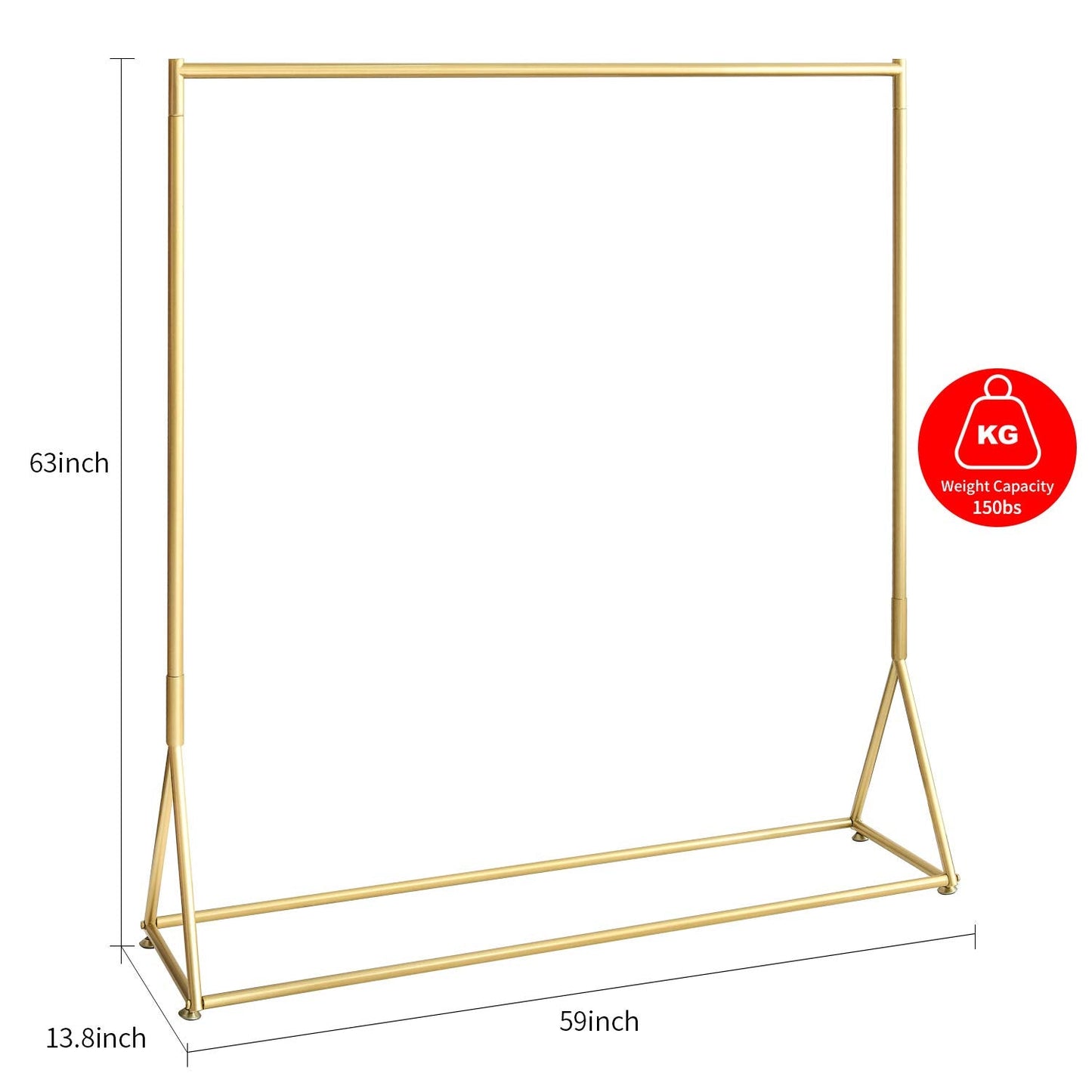 BOSURU Gold Pipe Clothing Racks Freestanding, Modern Metal Clothes Rack Heavy Duty, Easy Assemble Clothing Rack for Hanging Boutiques and Bedroom 59" L
