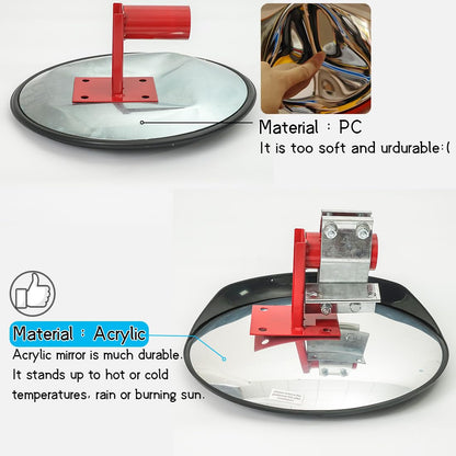 Morimoe Safety Convex Mirror, Acrylic Curved Traffic Mirror, Adjustable Bracket for Outdoor Indoor, Wide Angle Clear View (Size: 24")