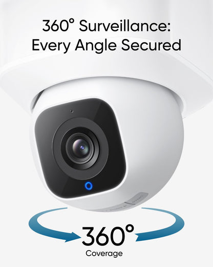 eufy Security Floodlight Camera E30, Security Camera Outdoor, 360° Pan and Tilt, AI Detection and Tracking, 2K Video, 2.4GHz Wi-Fi, 2,000 Lumens, Built-in Siren, 24/7 Recording，No Monthly Fee