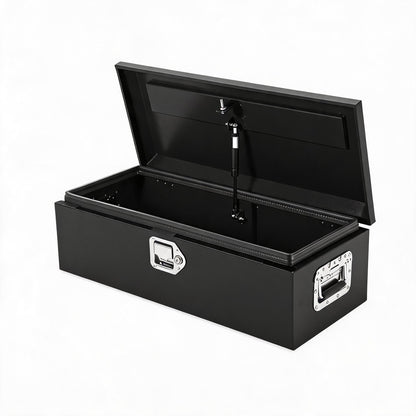 Heavy Duty Steel Truck Bed Tool Box, Powder-Coated Diamond Plate Storage Chest with Side Handle & Lock, Durable Metal Toolbox Organizer for Pickup, RV, Trailer, Mechanic or Workshop - 20X12X10 in