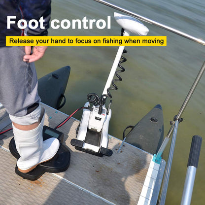 AQUOS Haswing CaymanB Electric Bow Mount 12V Saltwater & Freshwater Trolling Motor - 55lbs Thrust, 54in Shaft, with Wireless Remote & Wireless Foot Control, Quick Release Bracket