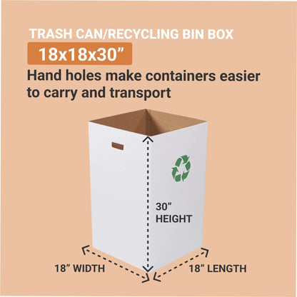 Box USA 40 Gallon 18" L x 18" W x 30" H 10-Pack Cardboard Trash Cans and Recycling Bins, Reusable or Disposable Pop Up Garbage Boxes for Parties, Outdoor Events, Heavy Duty, Recycle