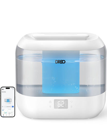 Dreo Smart Humidifiers for Bedroom, Top Fill 4L Supersized Humidifier Large Room with 28 dB, 36H Runtime, Touch/APP/Voice Control, Nightlight, Cool Mist Humidifiers for Baby, Plants, Indoor, Black