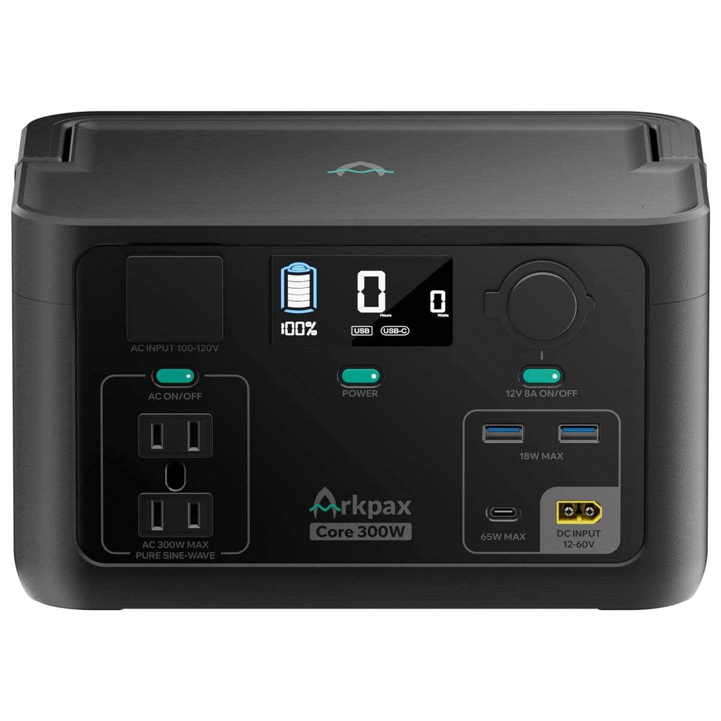 Arkpax Portable Power Station 300W, 600W Peak Backup LiFePO4 Battery, 192Wh Solar Generator with 120V Pure Sine Wave AC Outlet for Camping Emergency Travel Outdoor Home Blackout