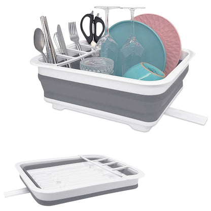 Collapsible Dish Drainer with Drain Plug & Swivel Spout - Space-Saving, Portable Dish Rack for Kitchens, RVs, Campers & Travel Trailers
