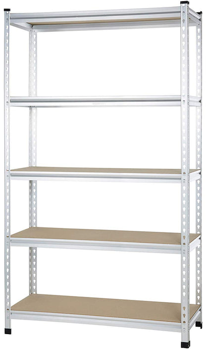 Amazon Basics 5-Tier Medium Duty Garage Shelving Unit, Sturdy Adjustable Storage Shelves, Easy to Assemble, 48" x 18" x 72", Aluminum