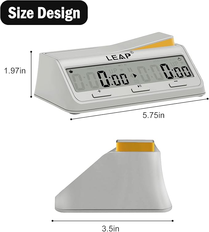LEAP Chess Clock Programme Updated Digital Timer Advanced for Game and Chess Timer with Bonus &amp Delay Count Down up Alarm Milk White