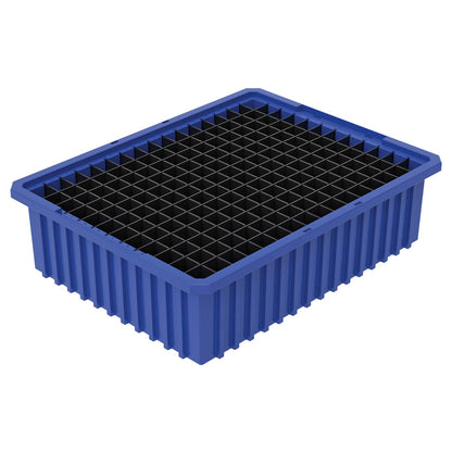 Akro-Mils 33226 Akro-Grid Plastic Slotted Dividable Modu Box Stackable Grid Storage Tote Container, (22-3/8-Inch L x 17-3/8-Inch W x 6-Inch H), (4 Pack), Blue