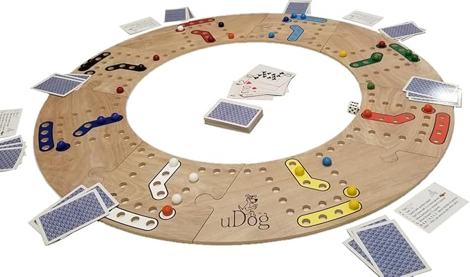 uDog Board Game | Old-Fashioned Fun for 2–12 Players | Handmade in The USA | Durable Wooden Pieces to Last a Lifetime | Family Game Night (12 Player)