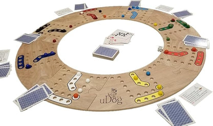 uDog Board Game | Old-Fashioned Fun for 2–12 Players | Handmade in The USA | Durable Wooden Pieces to Last a Lifetime | Family Game Night (12 Player)