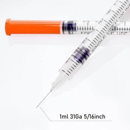 U-100 Syringes - 1cc 31g 5/16" (8mm) - Individually Wrapped, Pack of 20