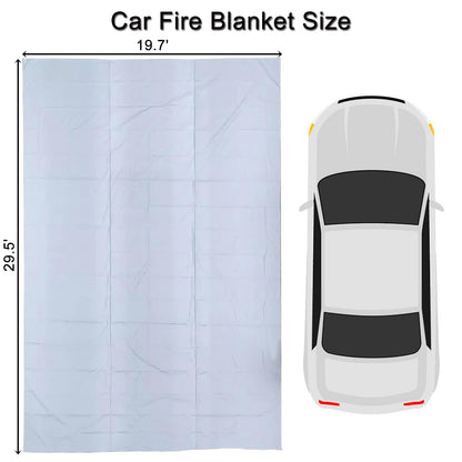 AMSXNOO Car Fire Blanket, Emergency Fireproof Blankets for Car, Fire Extinguisher Blanket for New Energy Vehicles, Trucks, and Motor Vehicles (Fiberglass + Double-Sided Silicone, 19.7x29.5ft/6x9m)