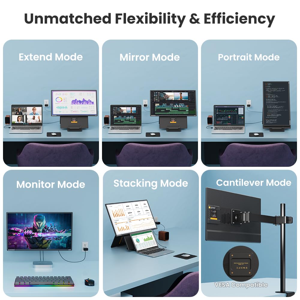 Hyangin 24-inch Large Portable Monitor for Laptop, 2026 Upgraded 1080P FHD 100Hz Portable Screen,125% sRGB IPS Portable Second Monitor with Adjustable Stand for Laptop, MacBook, Phones