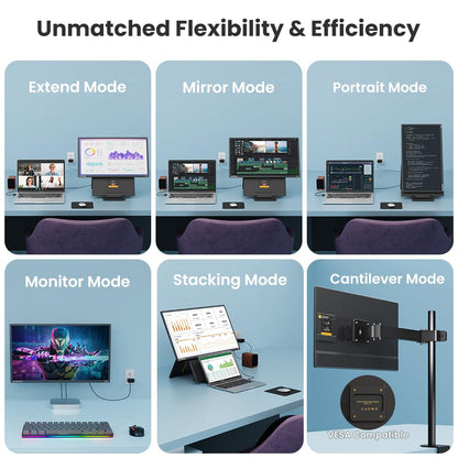 Hyangin 24-inch Large Portable Monitor for Laptop, 2026 Upgraded 1080P FHD 100Hz Portable Screen,125% sRGB IPS Portable Second Monitor with Adjustable Stand for Laptop, MacBook, Phones