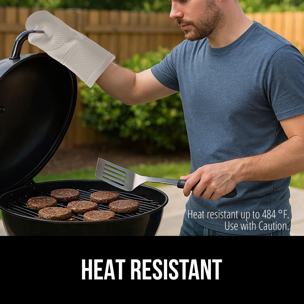 GORILLA GRIP BPA-Free Soft Silicone Oven Mitts and Pot Holders Sets, Heat Resistant Waterproof Cooking Gloves, Thick Cotton Lining, Flexible Gripping for Baking Grilling, Kitchen Trivets, Turquoise