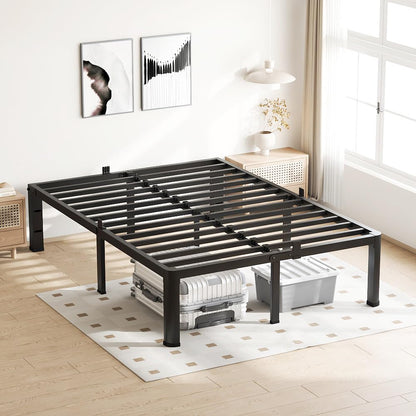 VIPSHOW 18 Inch King Size Bed Frame, 3500Lbs Heavy Duty Metal Platform with Round Corner Legs Mattress Slide Stopper, Steel Slat Support No Box Spring Needed, Noise Free, Non-Slip, Easy Assembly