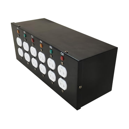 JUNMAN 6 Channel L21-30 to 12 Edison Power Distro Distributor Box for Stage DJ Lighting Party Event Show