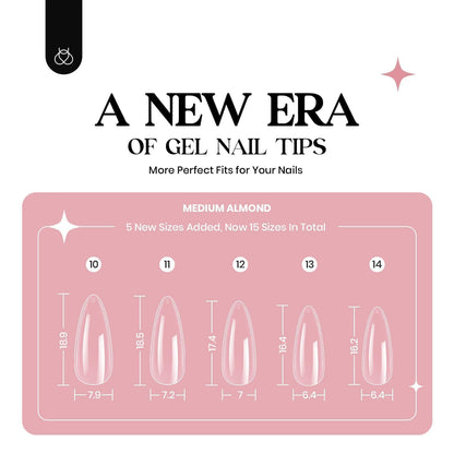 Beetles Gel Nail Extension Kit Almond Shape, Easy 9 in 1 Glue Uv Led Set Etch X Nail Tips Short Almond Half Matte Tips, Gift for Women & Girls, 504 pcs