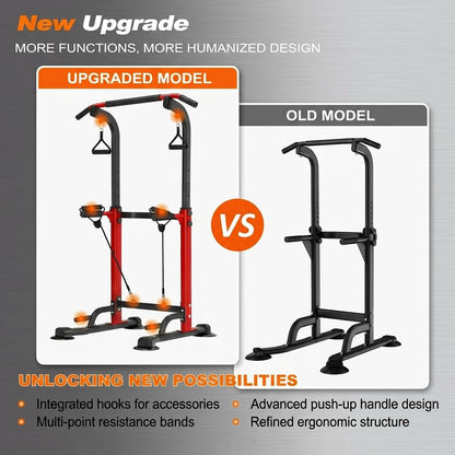 Trlakepreble Power Tower Pull Up Bar,Pull-Up Rack Dip Station,Height Adjustable Multi-functional Home Strength Training Gym Equipment, Save Space,People Below 6 feet