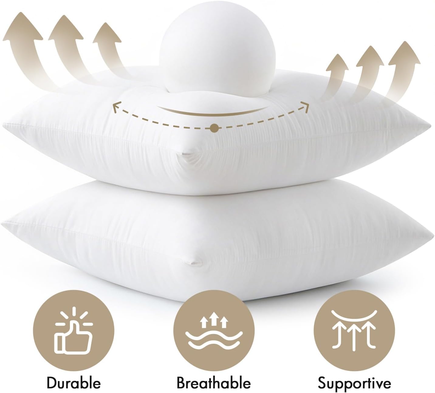 MIULEE Throw Pillow Inserts - Pack of 4, 20x20 Inch, 100% Virgin Microfiber for Ultimate Comfort