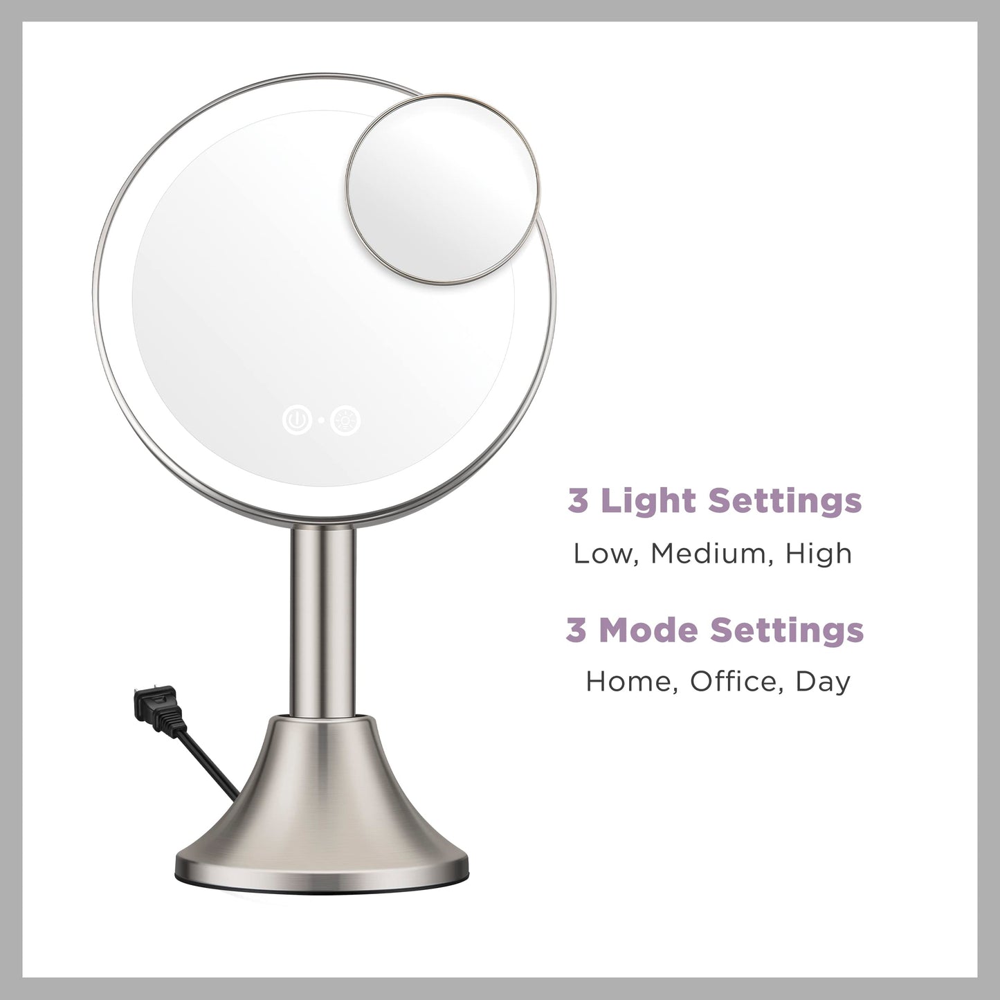 Conair Lighted Makeup Mirror, LED Vanity Mirror, 1X/10X Magnifying Mirror with Handheld Feature, Corded or Cordless in Brushed Nickel