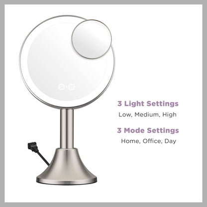 Conair Lighted Makeup Mirror, LED Vanity Mirror, 1X/10X Magnifying Mirror with Handheld Feature, Corded or Cordless in Brushed Nickel