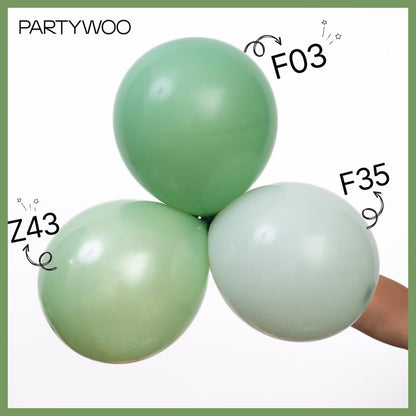 PartyWoo Pearl Light Green Balloons 140pcs Different Sizes of 18 12 10 5 Inch Pastel Neon Green Balloon Arch Kit for Baby Shower Wedding Spring Forest Theme Birthday Party Decorations Green-Z43